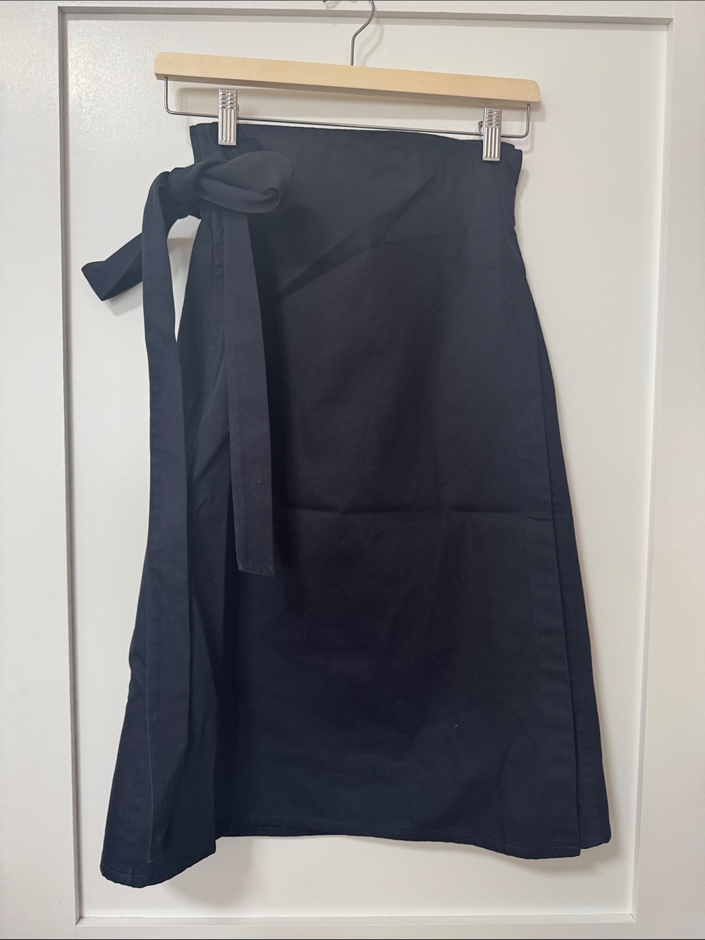 Black Tie-Waist A-Line Skirt